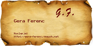 Gera Ferenc névjegykártya